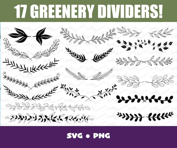 Greenery plant divider svg bundle decorative border svg | Etsy