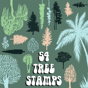 Pennelli Procreate Tree, set di timbri Trees, confezione di pennelli, silhouette di albero, foresta, sempreverde, palma, timbri Procreate, pennelli per timbri, pino
