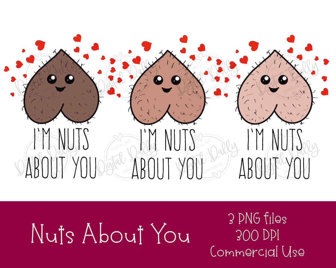 Nuts About You Png Adult Valentines Day Card, Valentines Day Cartoon, Sublimation, Funny Design