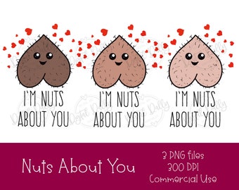 Nuts about you png - adult Valentines Day card, valentines day cartoon, sublimation, funny design, sublimation, t-shirt, adult mug