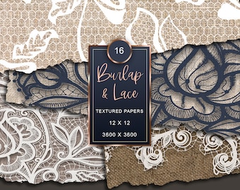 Carta digitale con motivi di iuta e pizzo, texture rustiche per matrimoni (JPG)