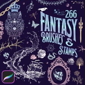 Procreate Fantasy Brushset - Fantasy Stamps, Book Cover Design, Romantasy Book, Mystery Title, YA Design, Dark Romance