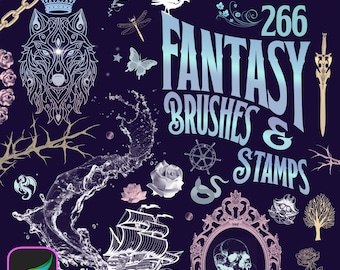 Procreate Fantasy Brushset - Fantasy Stamps, Book Cover Design, Romantasy Book, Mystery Title, YA Design, Dark Romance