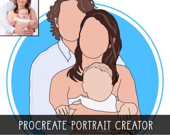 Procreate Portrait Creator, 120 pennelli e timbri per creare ritratti, kit per ritratti minimalisti fai-da-te, kit per illustrazioni