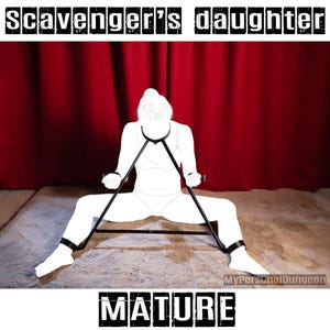 Scavenger&#39;s daughter metal bondage. Skevington&#39;s gyves, spanish a-frame, medieval restraint, self-bondage option