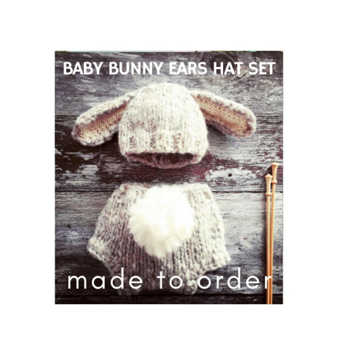 Baby Bunny Ears Hat & Nappy Pants Set, Newborn Photo Prop - Etsy