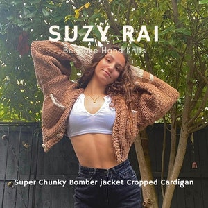 KNITTING PATTERN Super Chunky Cropped Cardigan and bralette.