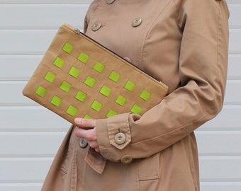 Clutch de piel vegana: bolsa de papel kraft lavable marrón