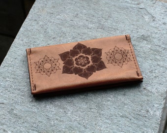 Genuine Leather Tobacco Pouch, Handcrafted Rolling Cigarettes Case, Mandala Gifts, Gift for Smokers, Personalised Tabaktasche, Zipped