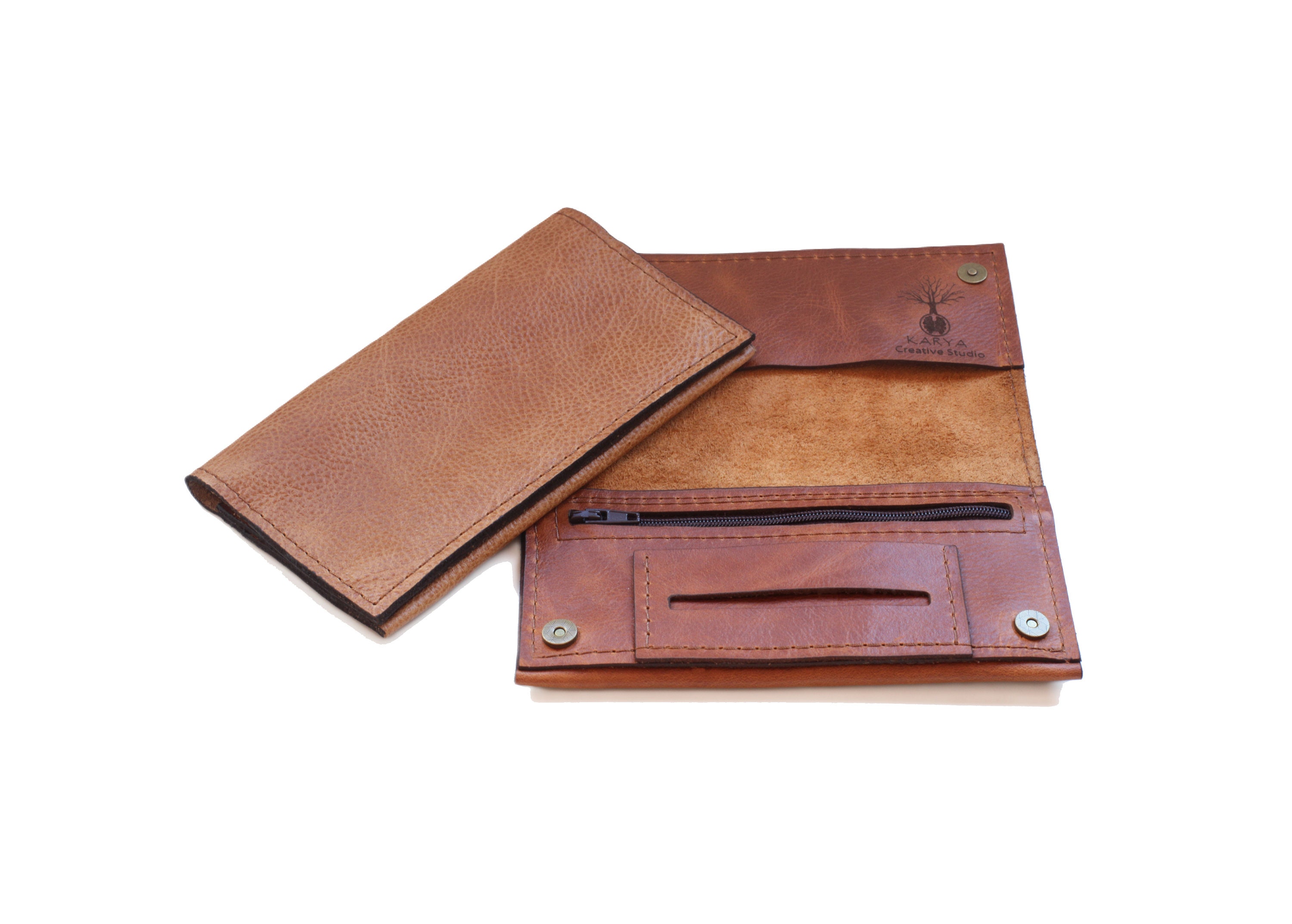 Personalized Leather Tobacco Pouch: Cognac Brown Rolling Bag With Zipped  Pocket