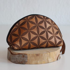 Blume des Lebens Geldbörse, Leder Geldbörse für Sie, Heilige Geometrie, Hippie Beutel Rot, Geldbeutel mit Reißverschluss, Boho Frauen Geschenke, Ledergeldbörse