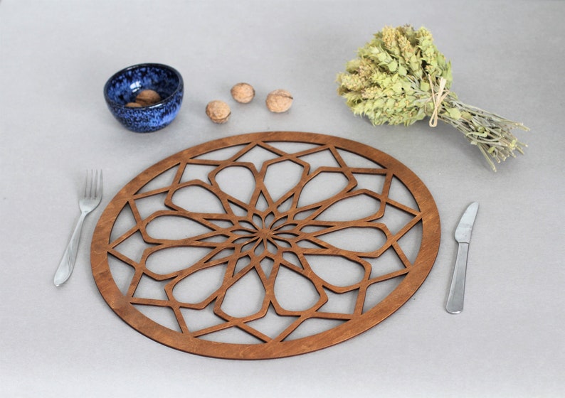 Wooden Table Mats Round Placemat Circle Table Mat Table Etsy