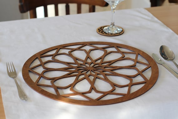 Wooden Table Mats Round Placemat Circle Table Mat Table Linens Rustic Tischset Rund Table Set Placemats and Coasters Set personalised Etsy Canada
