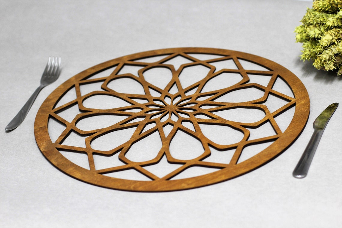 Wooden Table Mats Round Placemats Set Dining Decor Etsy