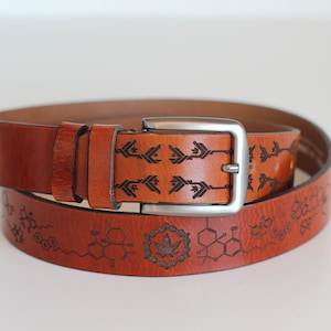Leather Marijuana Belt | Brown Molecule Waistband
