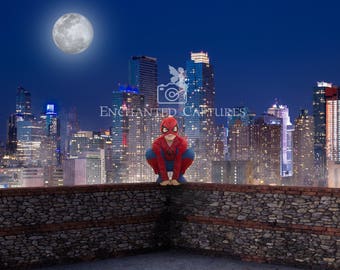 superhero backdrop boy digital backdrop nighttime skyline etsy