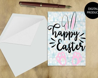 Printable Easter card, Foldable, Downloadable Easter card, Digital Easter Card, Instant Download