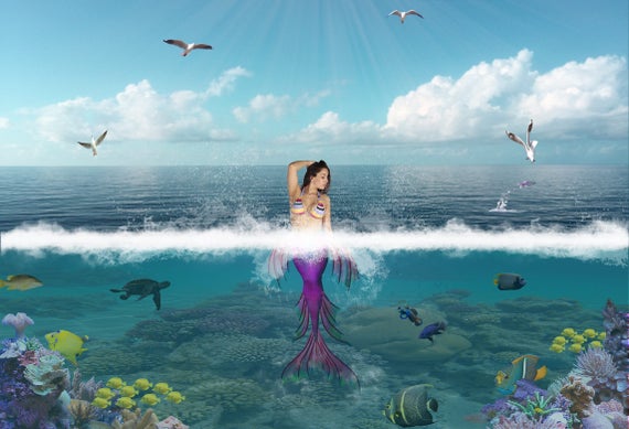Mermaid Backdrop Ocean Scene Girls Background Fantasy - Etsy
