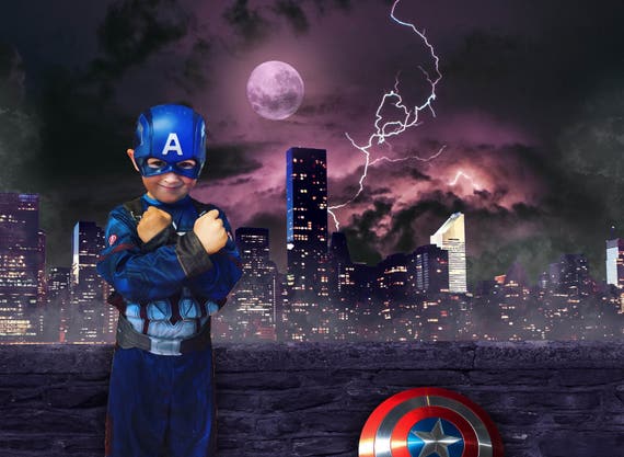 superhero backdrop boy digital backdrop nighttime skyline etsy