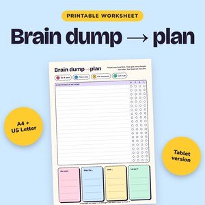 ADHD Brain Dump to Action Plan Printable, Mental Clutter Sorter (PDF)