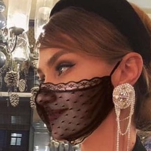 Black lace face mask for woman Veil face mask
