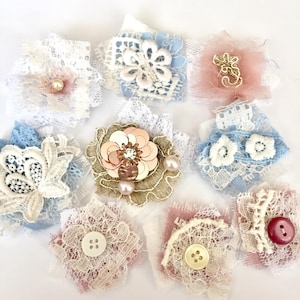 SET 9 Shabby-chic clusters Stofcluster Fragmentcluster Stoffen ephemera
