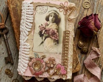 Rosa Rosen Junk Journal Handmade Shabby Chic Journal Travelers Notebook