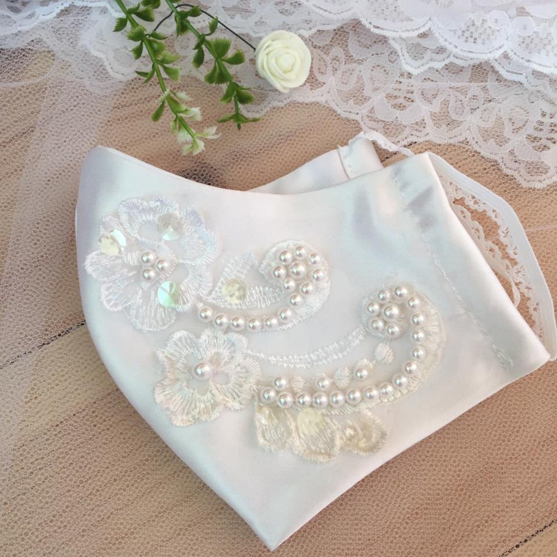 Wedding Face Mask Lace Bridal Mask White Lace Mask Etsy