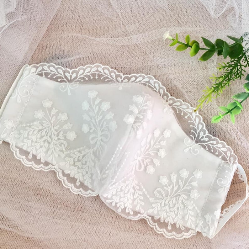 White Lace Mask Bride Face Mask Wedding Face Mask Etsy