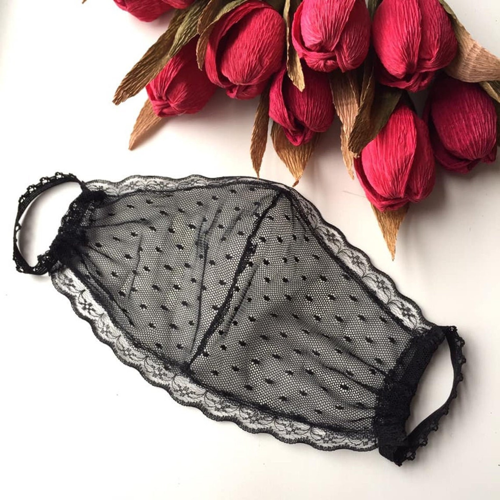 Black Lace Face Mask for Woman Veil Face Mask Etsy