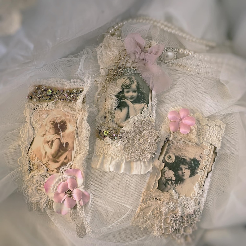 Vintage journal clusters Junk journal snippets Shabby chic tags