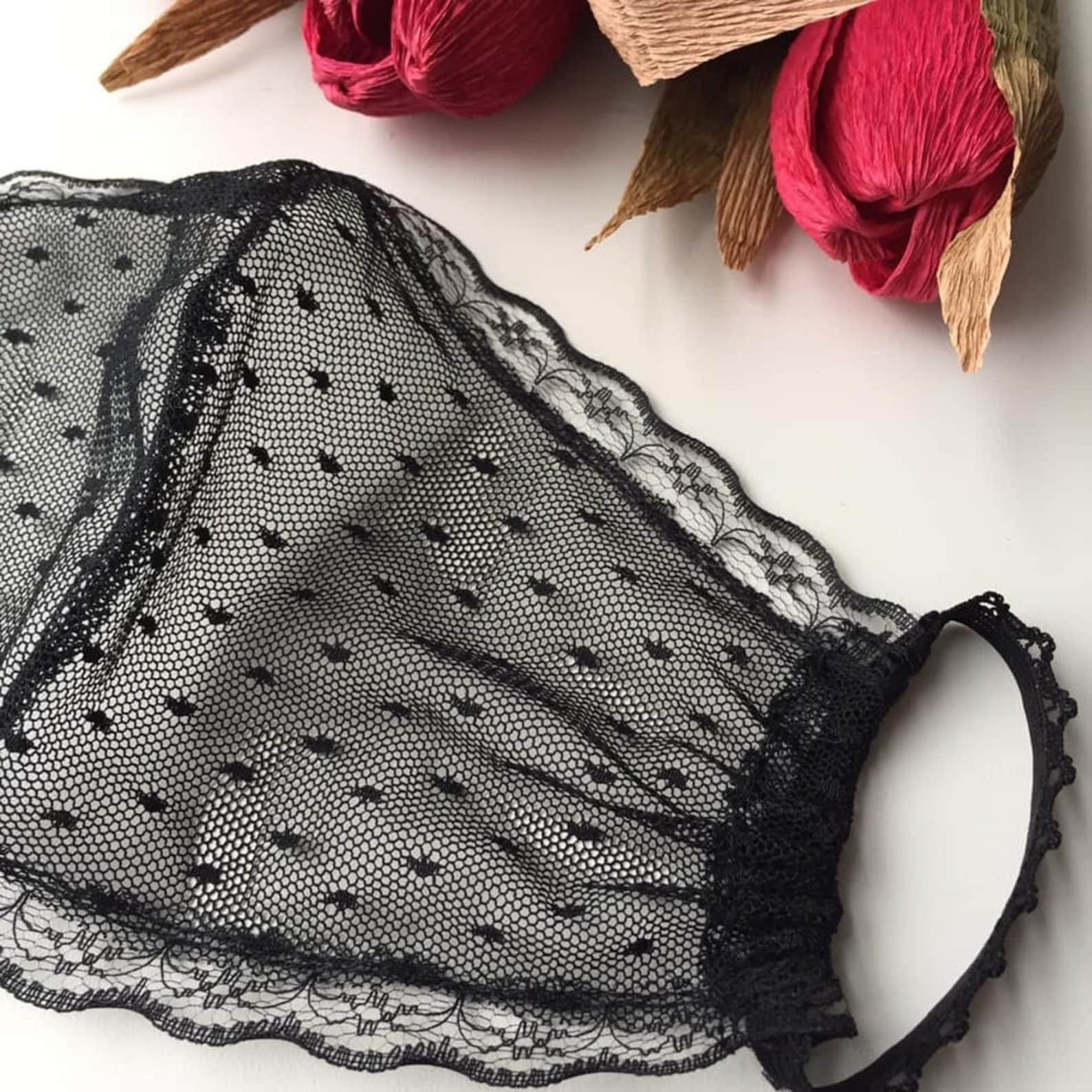 Black Lace Face Mask for Woman Veil Face Mask Etsy