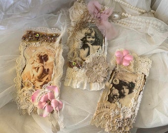 Conjuntos de diários vintage, recortes de junk journal, etiquetas shabby chic.