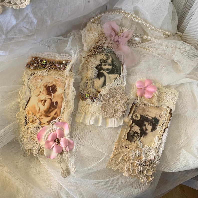 Vintage journal clusters Junk journal snippets Shabby chic tags