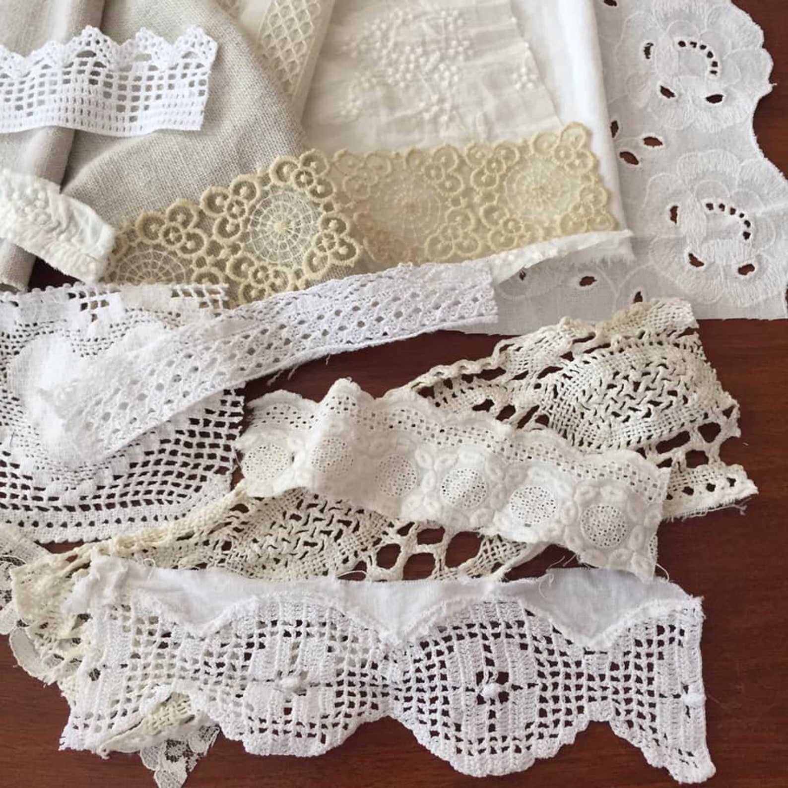 Vintage lace bundle Fabric scraps Lace Trim Assorted Junk Etsy