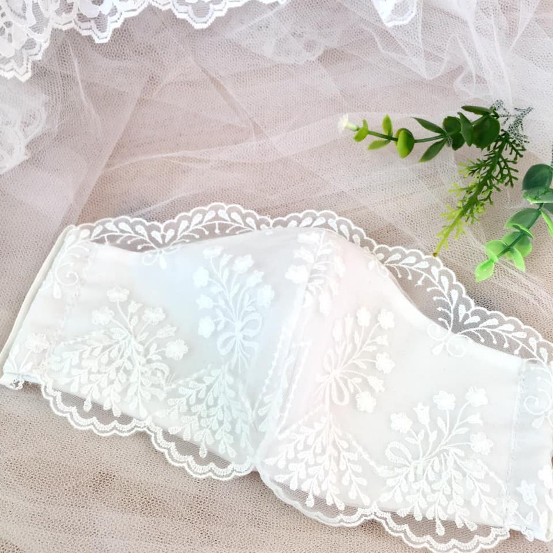 White lace mask Bride face mask Wedding face mask Etsy