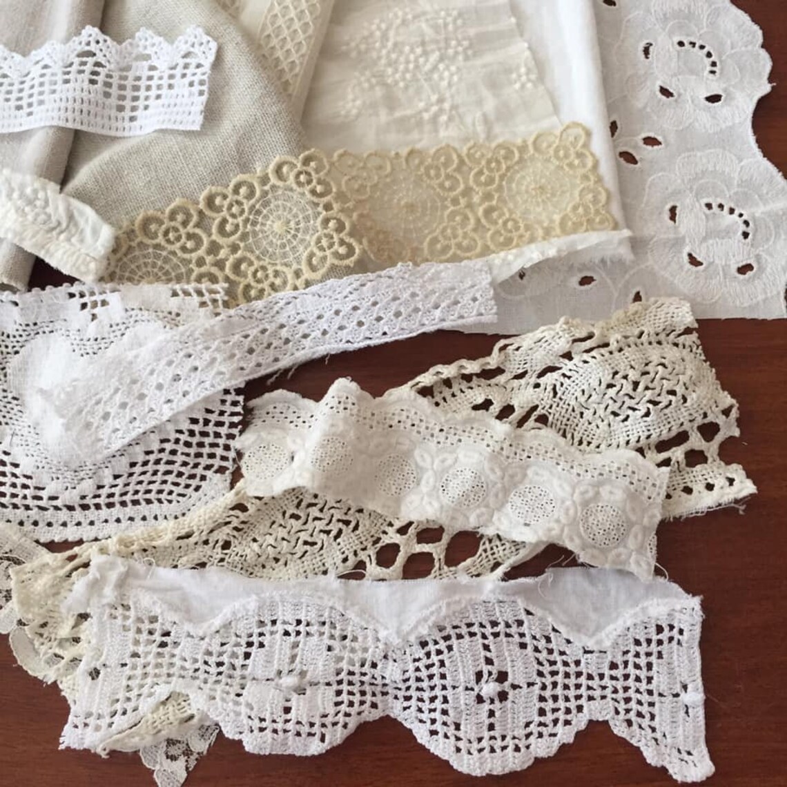 Vintage lace bundle Fabric scraps Lace Trim Assorted Junk Etsy