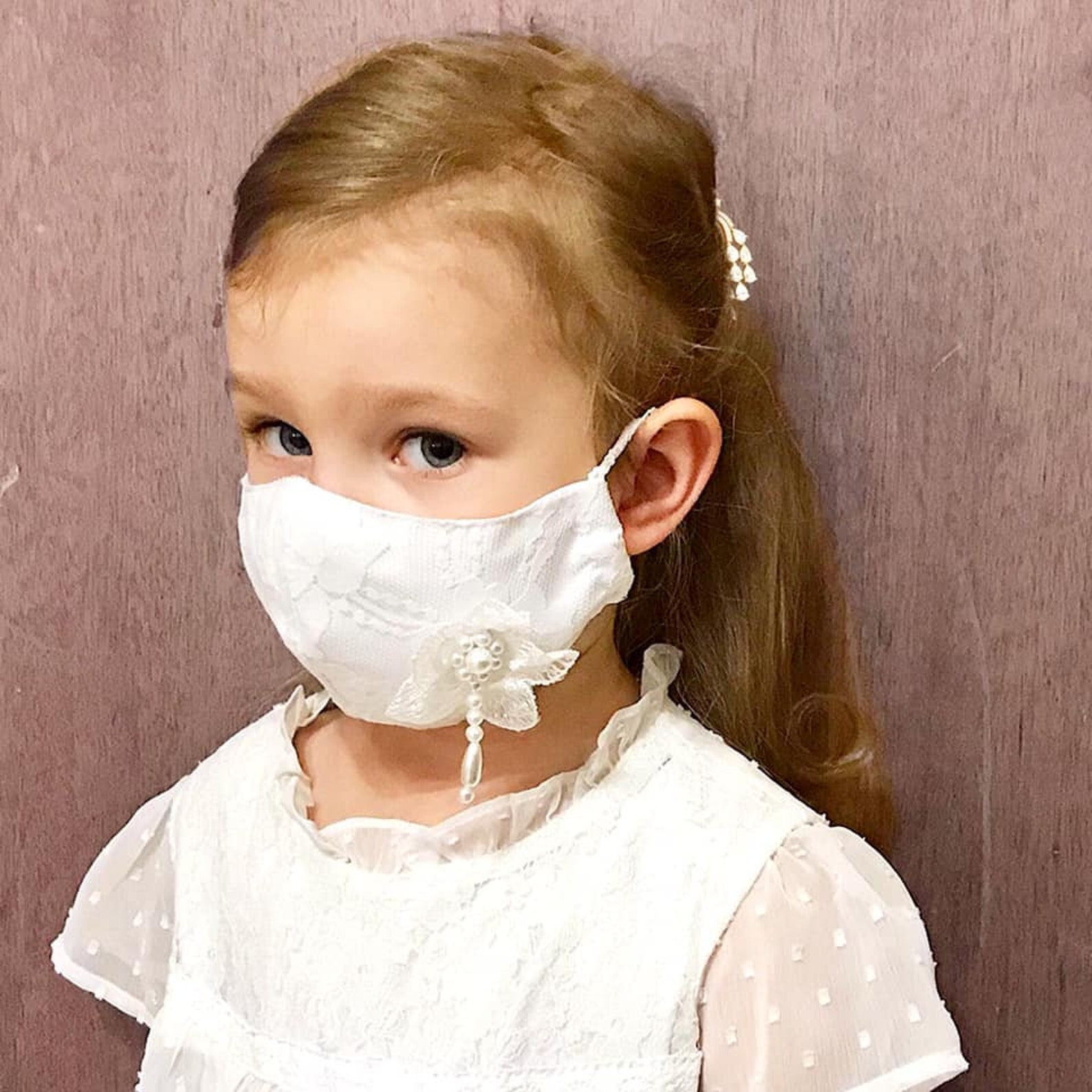 Little Girl Mask Flower Girl Mask Facemask Child Etsy