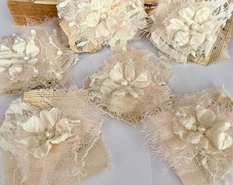 Conjunto 7: Arranjos de tecido vintage, arranjos para junk journal, arranjos shabby chic.