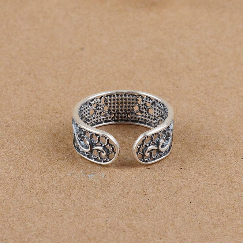 925 Lotus 3D silver resizeable ring