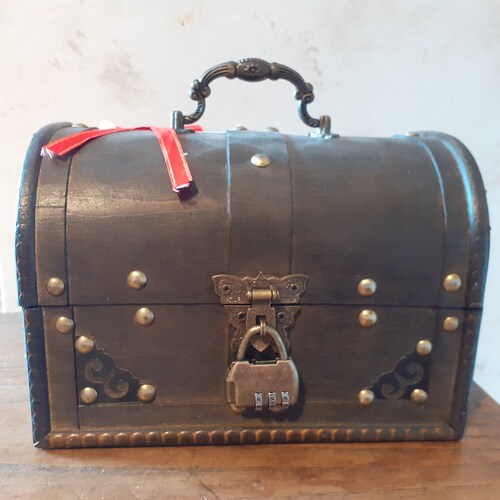 Treasure Chest Engraved Box Solid Wooden Chest With Engraving Etsy