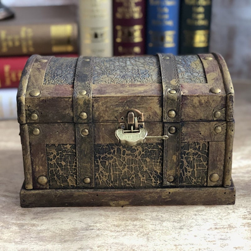 Handmade retro wooden treasure chest Etsy