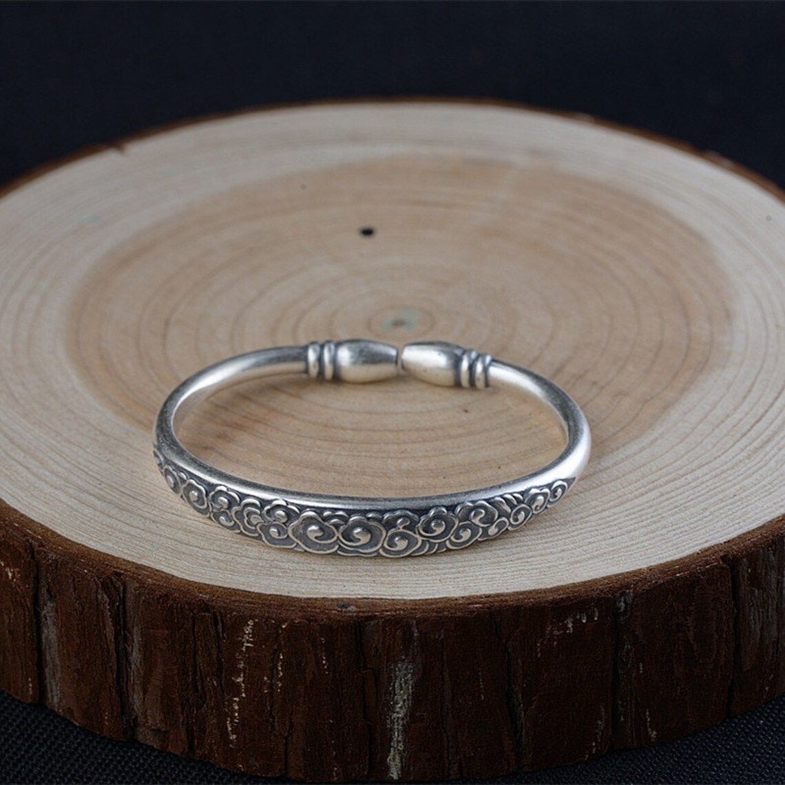 Bracelet jonc ethnique en Argent 990 Etsy