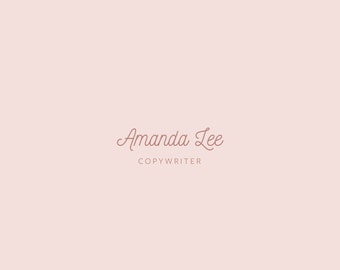 Amanda | Logo, Business Cards & Branding | Premade Logo Template, Blush Pink Logo Design, Script Font, Handwritten Font, Branding Kit