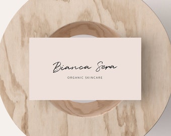 Beige Business Card Design, Script Font, Chic Business Card Template, Premade Business Card, Printable Business Card, Taupe, Modern, Minimal