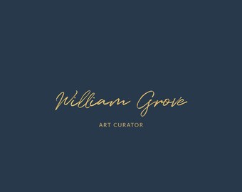 William | Logo, Business Card & Branding Set | Blue and Gold Logo Template, Script font, Gold Foil, Navy Blue, Branding Kit, Premade Logo