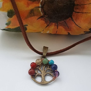 Tree of life Pendant..7 chakra gemstones necklace