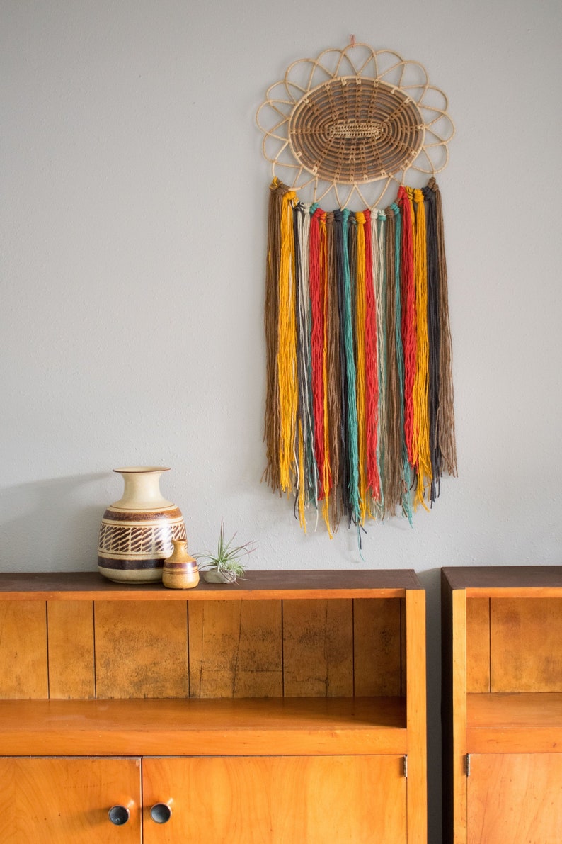 Cali Yarn Tapestry Boho Rattan Art Southwest Wall Hanging Etsy