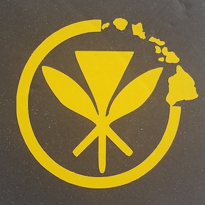 Kanaka Maoli w/ HawaiianIslands 3 1/2 in vinyl decal for indoor/outdoor.
