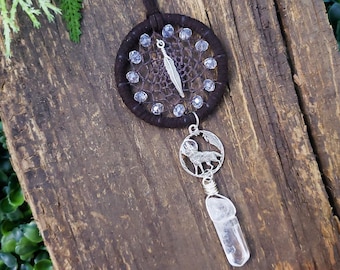 Wolf Car Charm, Boho Car Charm, Boho Dreamcatcher, Wolf Car Decor, Boho Gift Idea, Wolf Lover Gift, Wolf Car Accessory, Bohemian Car Decor